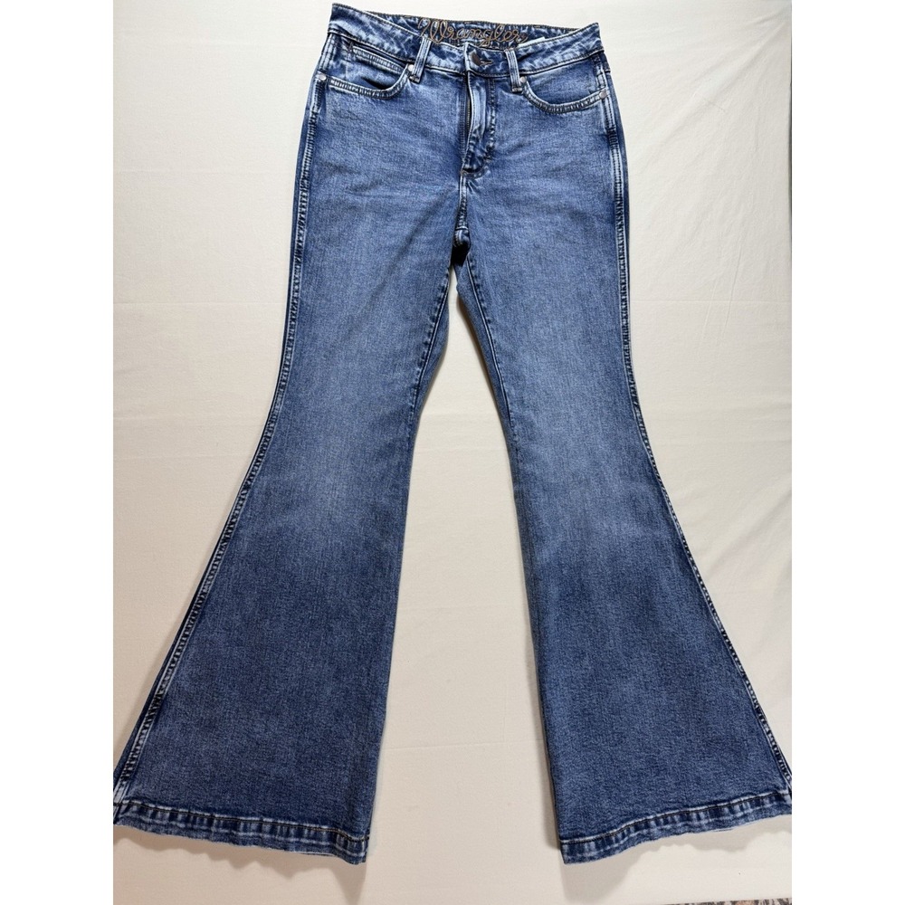 Wrangler Flare Jeans Womens 27 Medium Wash Blue Excellent High Rise Retro 70s